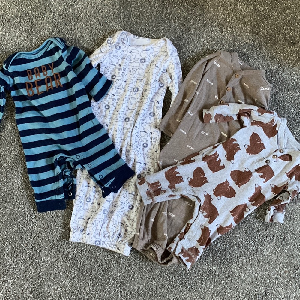 3 months Baby Boy set Rompers and Gown Sleepers Bear